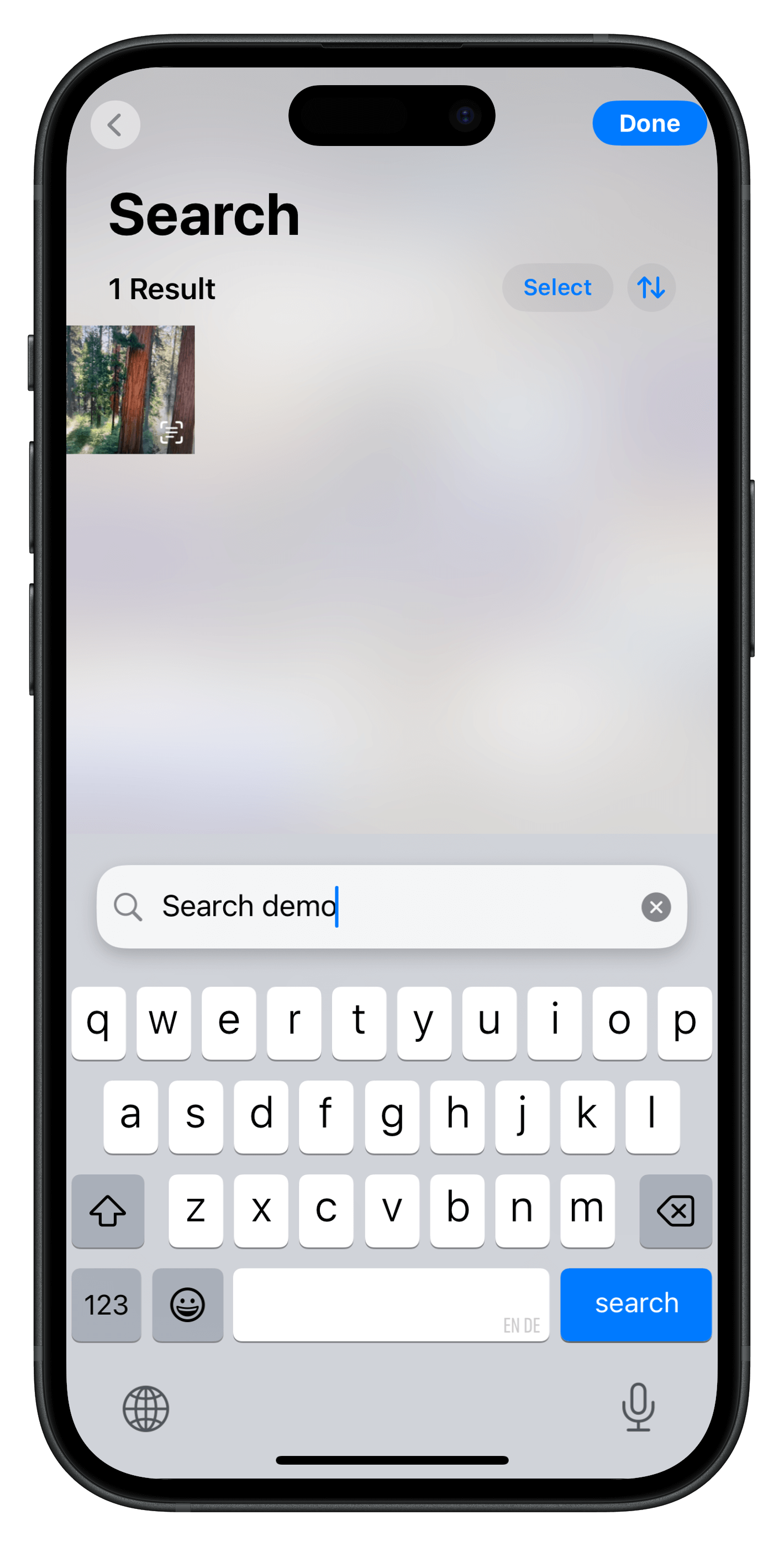 iOS Photos Search demo screenshot
